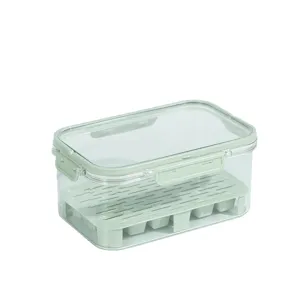 Large capacity airtight food storage container with drainage tray in mint green finish