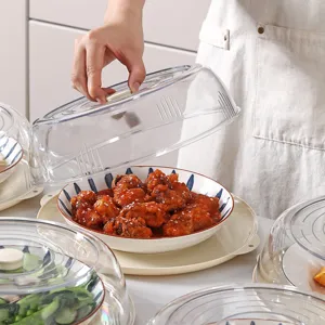 Cubierta de plástico transparente para alimentos con bandeja, protección contra polvo