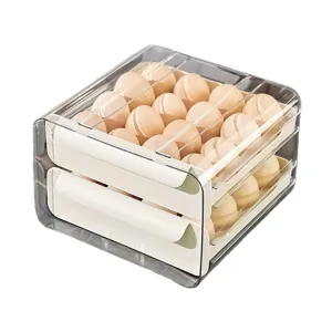 Clear double-layer drawer egg storage box for kitchen refrigerator organization