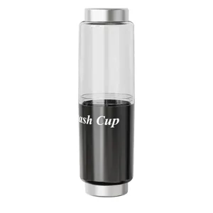 Portable luxury travel mouthwash cup and toothbrush storage case in black and clear