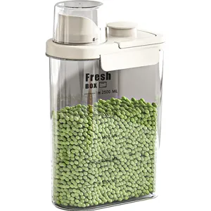 2500ml airtight food storage container with measuring cup for grains and beans