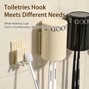 Set porta spazzolino e bicchiere da parete in stile crema minimalista moderno per bagno