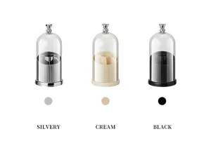 Luxe make-up borstelhouder met berenhandvat in zilver, crème en zwart