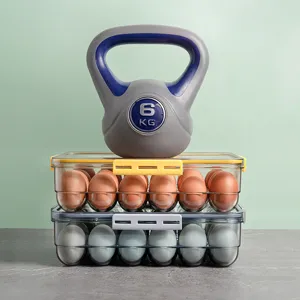 Caja de almacenamiento apilable de 24 rejillas para huevos en PET transparente para cocina