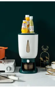 Distributeur de riz hermétique moderne avec texture à rayures verticales et base verte