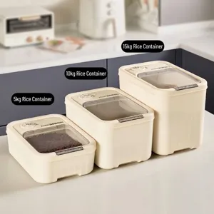 Récipients à riz de style crème en trois tailles pour le rangement de cuisine