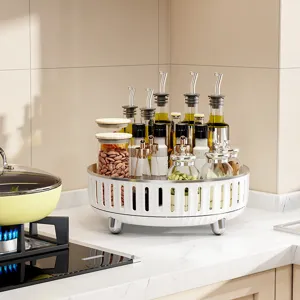 Plateau de rangement rotatif moderne de style crème pour épices et cosmétiques maison