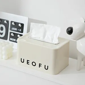 Caja de Pañuelos con Elevación por Resorte Estilo Crema Estuche Decorativo de Almacenamiento de Papel para Sala de Estar Dormitorio