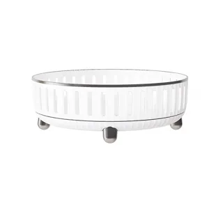Plateau de rangement rotatif de style crème pour cosmétiques et articles de cuisine