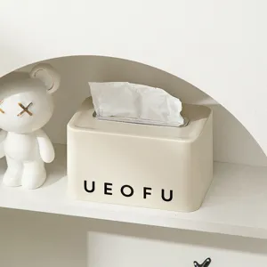 Caja de pañuelos de lujo estilo crema para decoración de salón y dormitorio