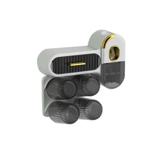 Wall-mounted toothbrush holder organizer set with 4 cups and toothpaste dispenser