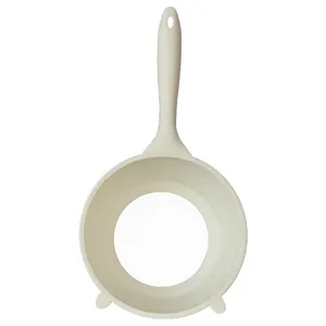 Durable white plastic multi-functional rice washing strainer spoon for home kitchen use