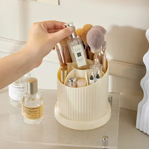 Luxe crème draaibare make-up borstel organizer voor desktop cosmetica opslag en badkamer decor