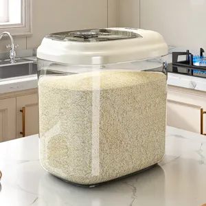 Seau à Riz Hermétique Grande Capacité Conteneur de Grains et Farine Anti-Humidité Seau Visuel Transparent Avec Cadran de Date Pour Cuisine
