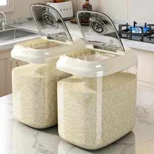 Lot de 2 boîtes à riz hermétiques pour le rangement de la cuisine et du garde-manger.