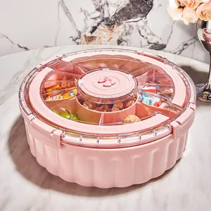 Luxury pink multi-compartment snack box with transparent lid for dry fruit storage