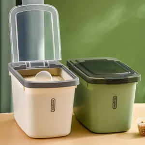 Sealed Rice Bucket Moisture Proof Cereal Storage Box Flip Top Food Container With Measuring Cup Kitchen Grain Organizer