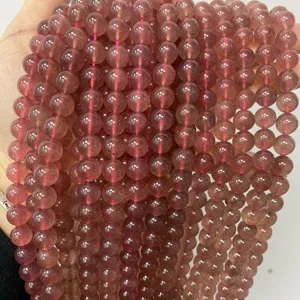 Perle rotonde traslucide occhio di gatto rosso-viola per la creazione di gioielli fai da te