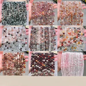Natural Green Phantom Quartz Round Beads For Jewelry Making DIY Bracelet Necklace Healing Crystal Stone Loose Beads Women Men Gift