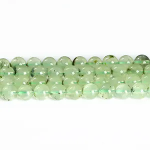 Perles rondes en préhnite naturelle vert clair de haute qualité pour la joaillerie