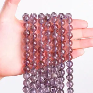 Perle tonde in ametista naturale 5A del Brasile per la creazione di gioielli fai-da-te