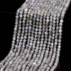 Gefacetteerde Natuurlijke Grijze Maansteen Ronde Kralen Labradoriet Kristal Edelsteen Voor DIY Sieraden Maken Armbanden Kettingen 5A