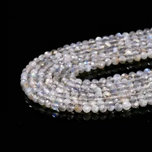 Gefacetteerde 5A natuurlijke grijze maansteen ronde kralen voor doe-het-zelf sieraden maken