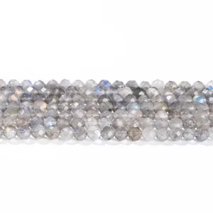 Gefacetteerde 5A natuurlijke grijze maansteen kralen met blauwe flits voor DIY sieraden maken