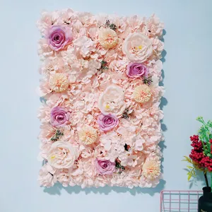 Panel de pared de flores artificiales rosa y púrpura para bodas y decoración