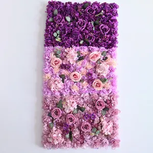 Kunstbloem muur achtergrond paars roze verloop roos zijden bloem paneel decoratie