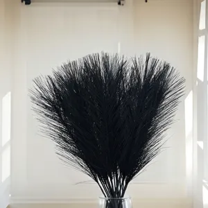 Artificial black feather reed flower floral arrangement for wedding home showcase decor detail