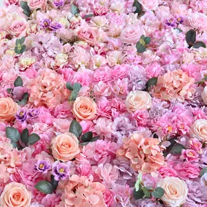 Kunstmatige rozen bloemenwand achtergrond voor bruiloft decoratie roze bloemenwand.