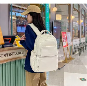 Casual large capacity backpack for students travel commuting stylish white bookbag everyday use