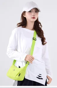 Stylish lime green nylon crossbody bag for women, perfect for daily commuting and outdoors