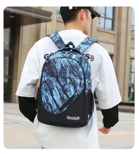 Sac à dos à motifs bleus sur modèle pour les voyages et l'école