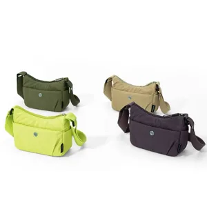 Fashion Nylon Crossbody Bag For Women Waterproof Multi Pocket Commuter Shoulder Bag Adjustable Strap Solid Color Mobile Phone Bag