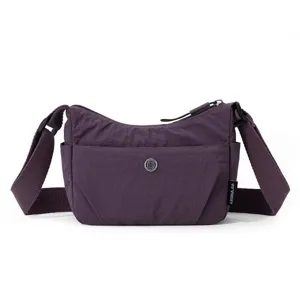 Versatile dark purple nylon crossbody bag for women, stylish commuting shoulder bag