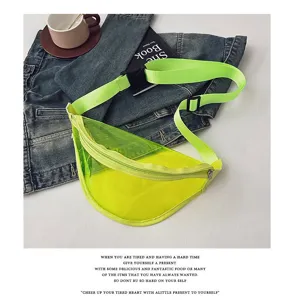 Transparent chest bag fashion neon green waist bag casual streetwear crossbody bag detail