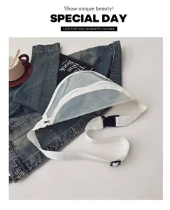 Transparent waist bag fashion chest bag casual minimalist style waterproof design daily use