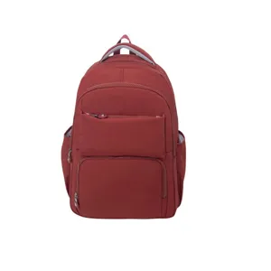 Red casual backpack large capacity school bag for men daily travel commuting outdoor.