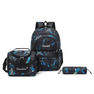 Mochila Ligera de Tela Oxford Bolsa de Almuerzo Estuche Impermeabile Gran Capacidad Escolar Estampado Geométrico Estudiantes