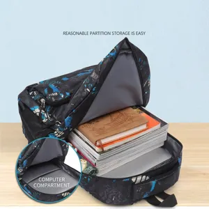Mochila escolar de gran capacidad con compartimentos para libros y ordenador portátil