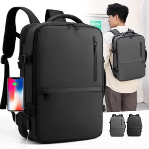Grote stijlvolle zakelijke reisrugzak met USB-oplaadpoort voor 17 inch laptop voor heren.