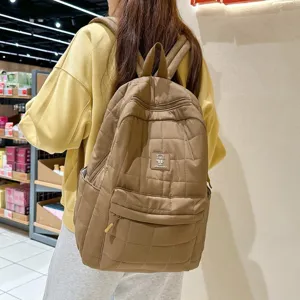 Gevoerde effen minimalistische rugzak met grote capaciteit voor dames in casual stijl