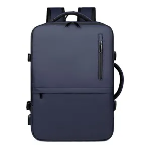 Dunkelblauer Business Reise Rucksack für Herren, großer 17 Zoll Laptop Schulranzen für Alltag.