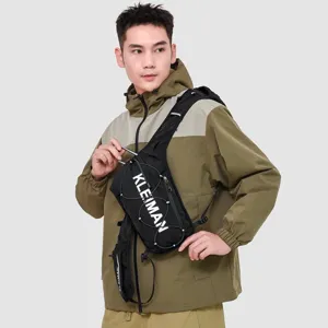 Professional lightweight black waterproof running vest bag worn for outdoor sports