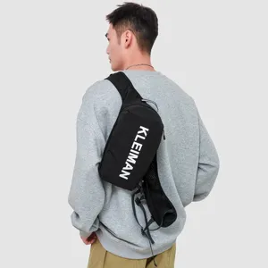 Back view of a male model wearing the black KLEIMAN outdoor lightweight running vest bag