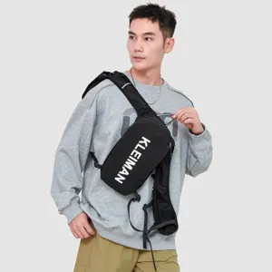 Professional black outdoor running vest bag with breathable mesh straps