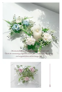 European artificial hydrangea candle ring flower table centerpiece wedding party home decor