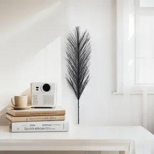 Artificial Silk Reed Flower Black Feather Floral Arrangement For Wedding New Year Home Decor Holiday Window Display